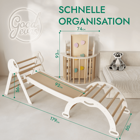 Montessori lezecký trojuholník 4 v 1 pre bábätká: Piklerov trojuholník, lezecký oblúk, šmykľavka a vankúš pre batoľatá (1-3 roky)